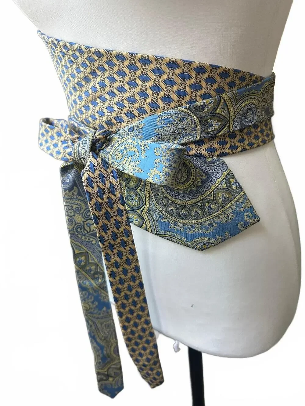 Upcycled Silk Necktie Obi Belt | Handmade Corset Style Belt | One of a Kind | OS